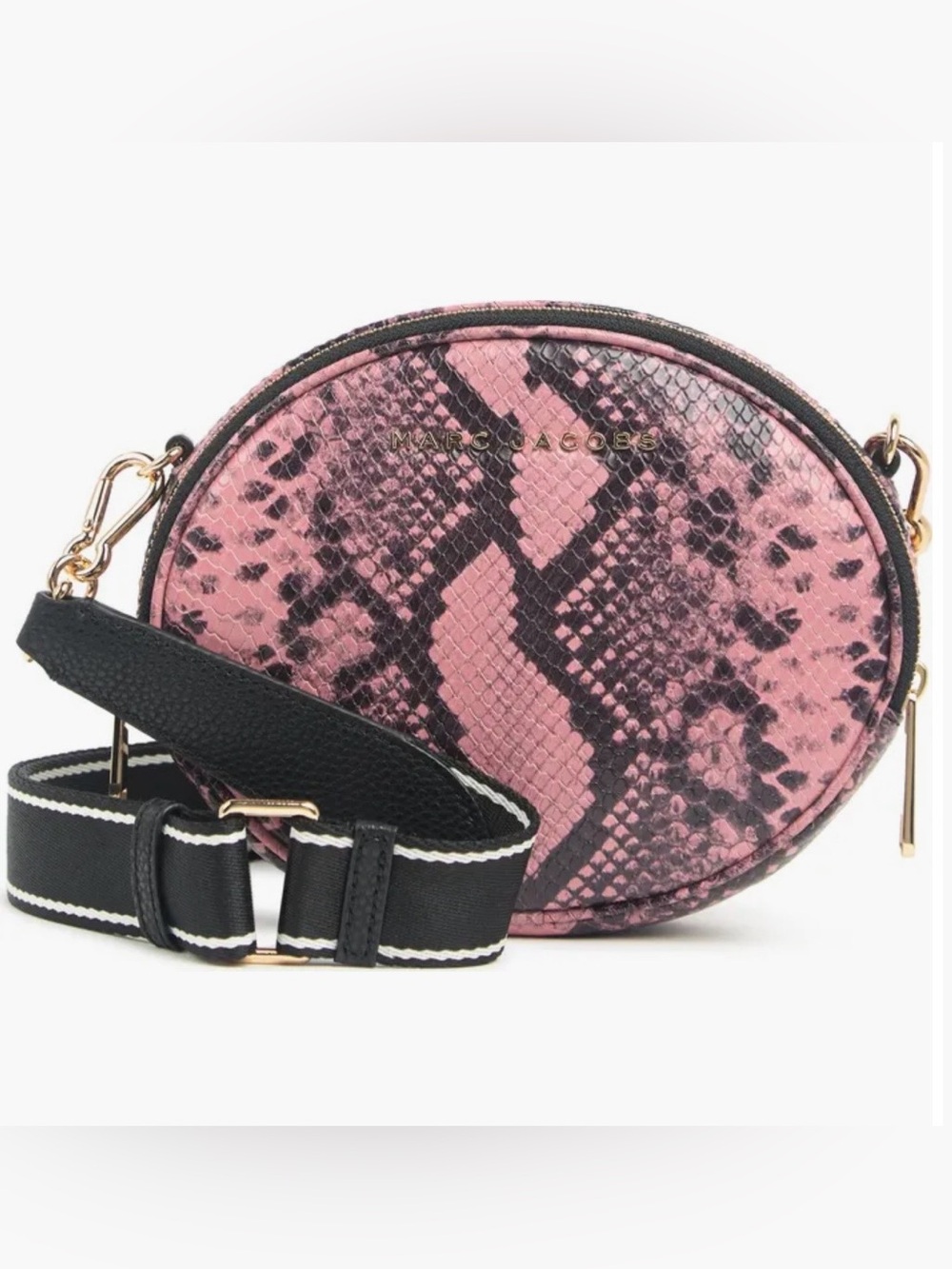 Marc Jacobs Pink Black Snake-Print Oval Crossbody